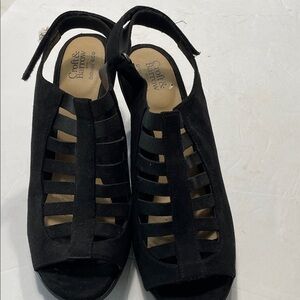Croft & Barrow Women's Caged  Black Ortholite  eco Sandals 10 med
